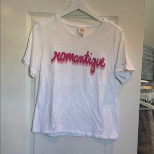 Cinq à Sept White Tee with Pink Script